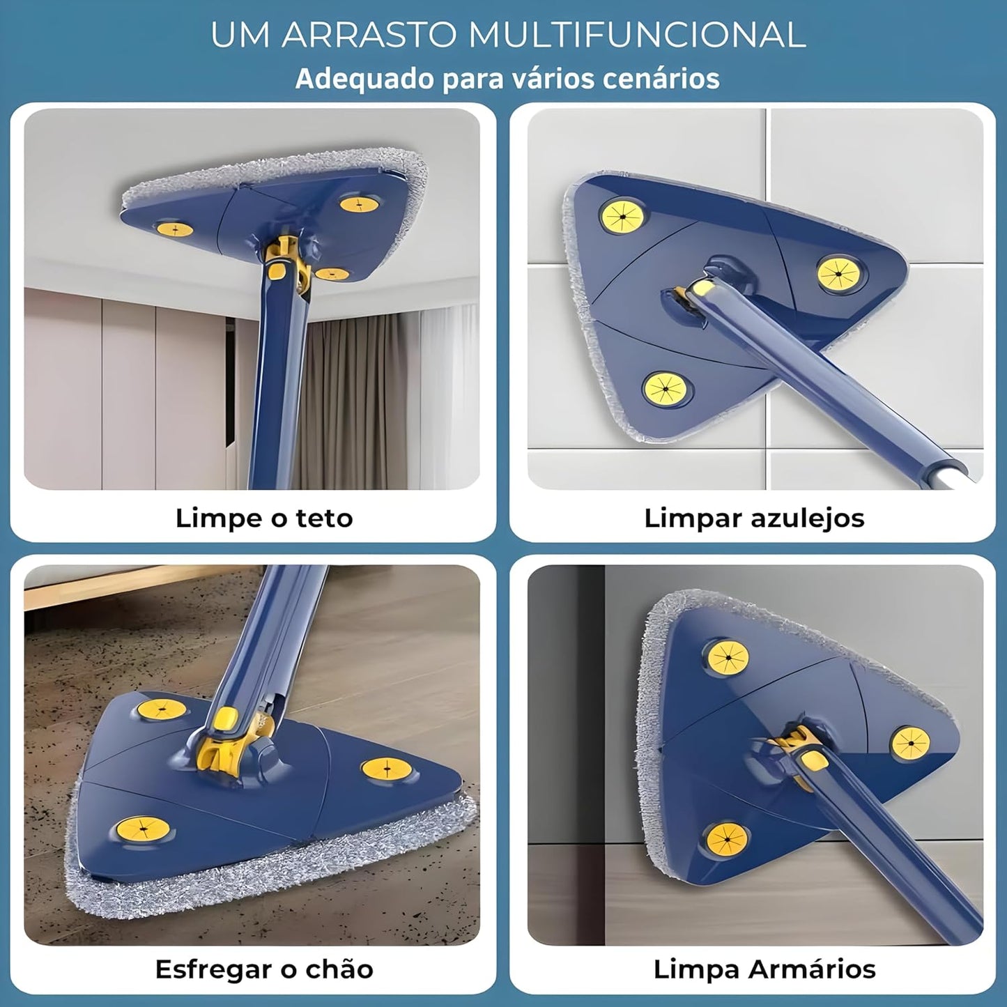 MOP LIMPEZA TRIÂNGULO AJUSTÁVEL GIRATÓRIO 360°