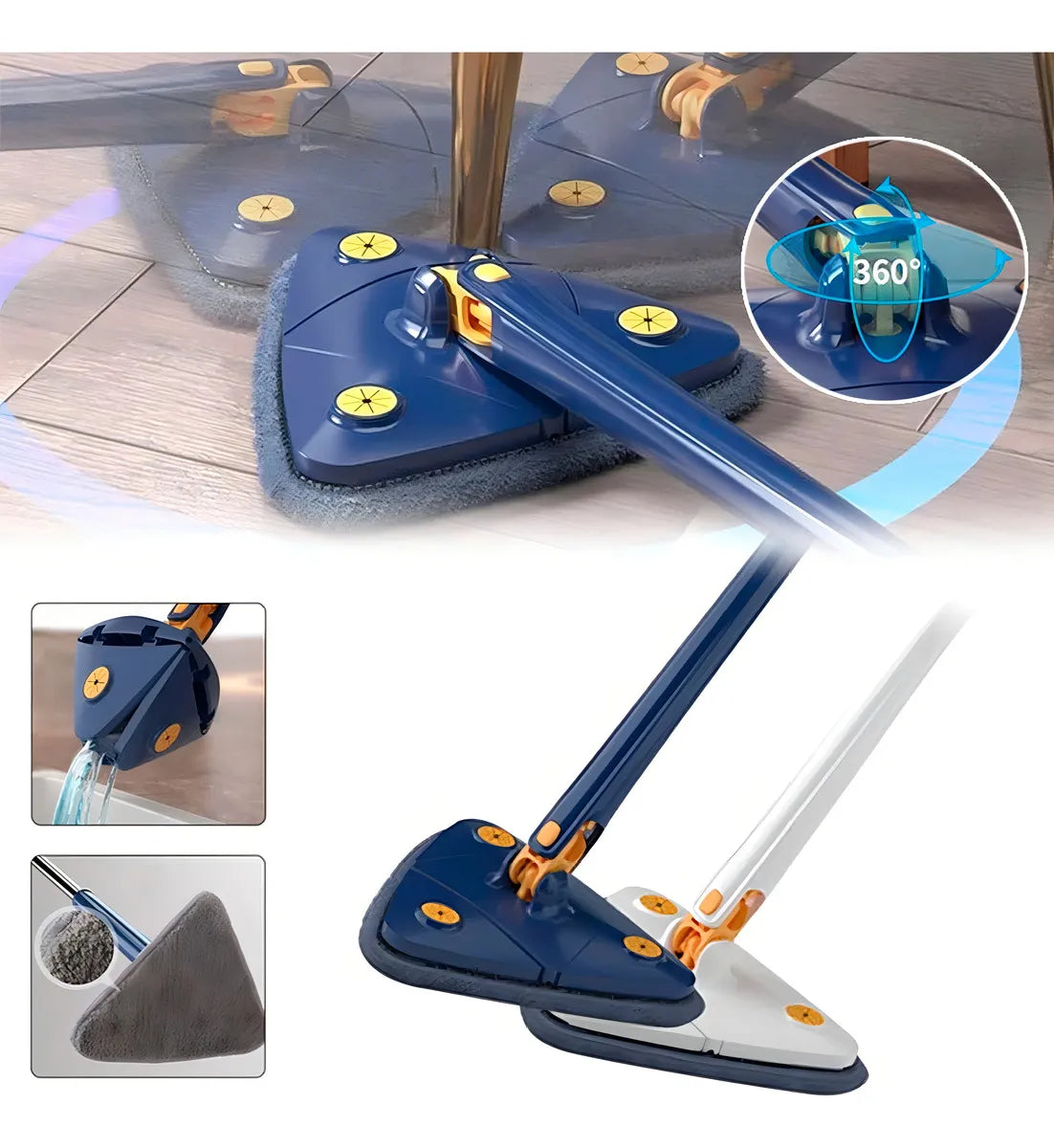 MOP LIMPEZA TRIÂNGULO AJUSTÁVEL GIRATÓRIO 360°