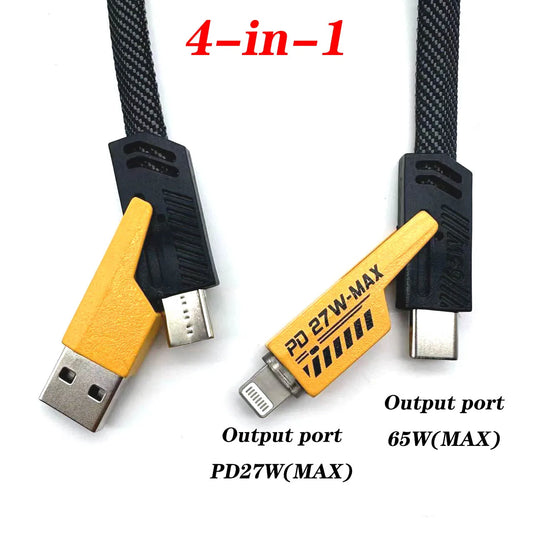 4 in 1 Mecha Fast Charging Data Cable Cord PD 27W For iPhone 15 Samsung Xiaomi 65W USB Type C Multi Port Quick Charge Wire Line
