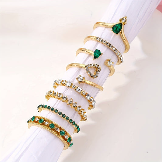 CONJUNTO DE 8 ANÉIS VINTAGE DE LUXO